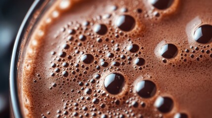 Chocolate Protein Shake with Frothy Bubbles