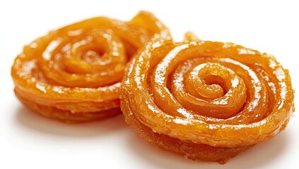 Fototapeta premium Spiral-shaped, golden-brown, sweet treats