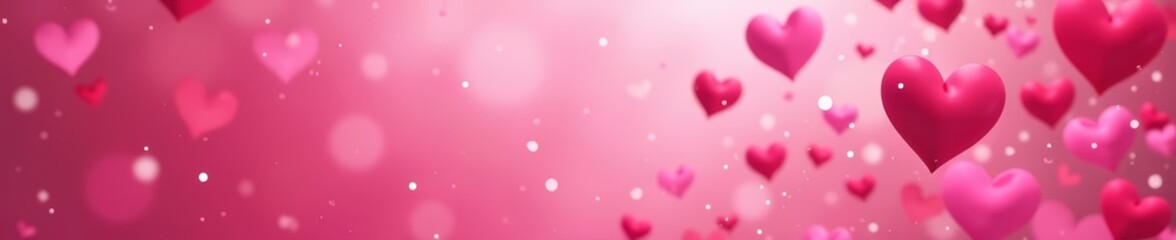 Pink heart confetti falling on hearts background for Valentine's Day celebration, romance, February, pink