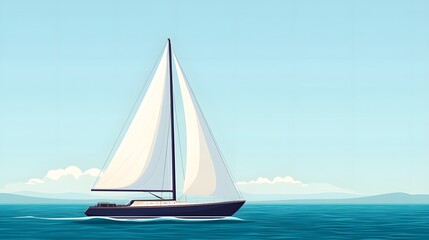 Fototapeta premium Sailboat gliding across the serene ocean
