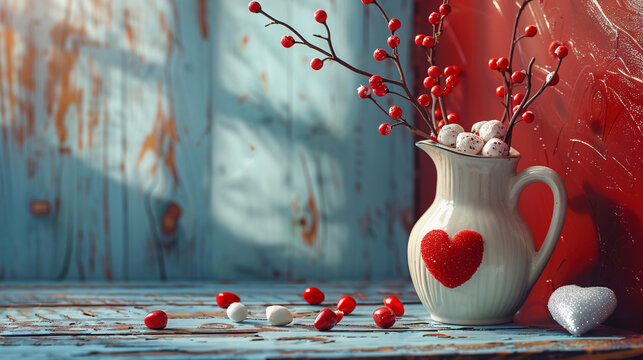 Design featuring a happy heart symbol with vibrant colors and sweet candies, creating a cheerful Valentine’s Day concept