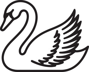 black swan vector. Animal coloring book page design