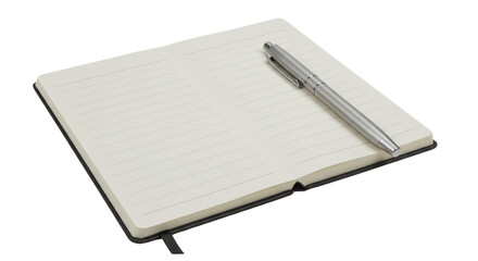 Isolated Opened Notebook and Pen