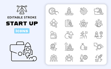 Business Start Up Vector Outline Icon Set