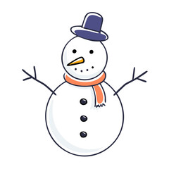 Snowman icon with scarf and hat