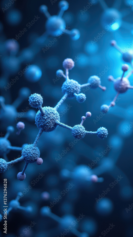 Poster high-resolution close-up of a glp-1 molecule with molecular bonds highlighted.