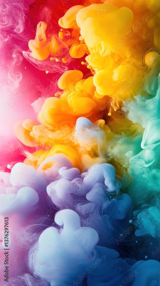 Poster vibrant cloud of colors swirling in a mesmerizing abstract pattern