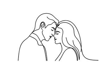 Romantic Couple Line Art Drawing, Minimalist Love Illustration
