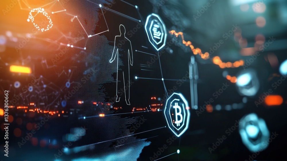 Poster innovative technology integration digital environment data visualization futuristic design high-tech