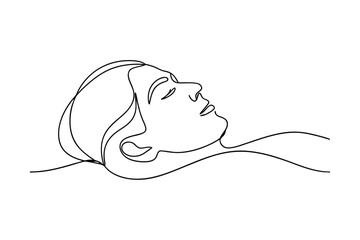Serene Woman Sleeping Peaceful Online Art Minimalist Drawing Relaxation
