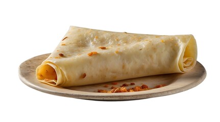 Rolled Indian Flatbread with Spices on Plate......