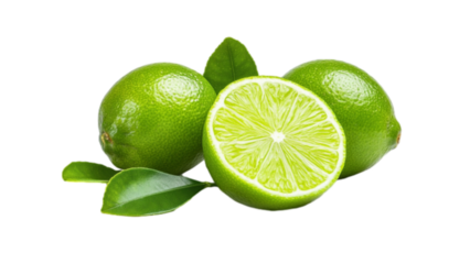  Fresh Green Lemon Fruits with Nice Leaves