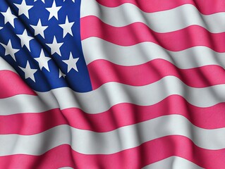 Fototapeta premium Dramatic Close Up of a U.S. Flag American Landscape Textile Art Wavy Environment Vibrant Viewpoint National Pride Concept