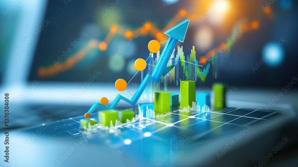 Aufkleber business growth analysis virtual workspace infographic digital environment data visualization concep