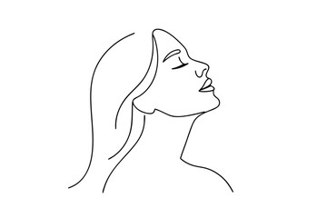 Serene Woman Profile Line Art Minimalist Drawing Elegant Beauty
