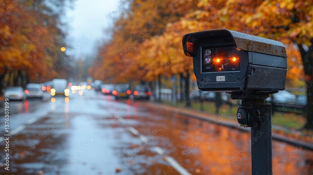 Aufkleber advanced sensors are strategically placed along the roadway, monitoring traffic flow amid beautiful 