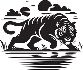 Fototapeta premium vector illustration of a silhouette of a tiger