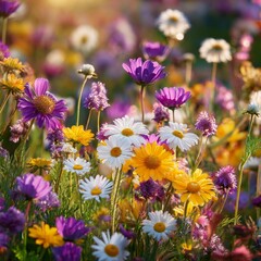 Fototapeta premium Close-Up of Wildflowers in Bloom