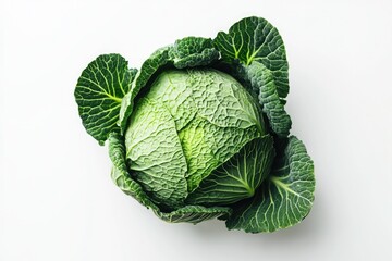 Fototapeta premium Fresh green cabbage with textured leaves arranged in circular pa
