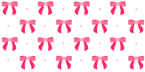 Ribbon bows seamless vector pattern. Gift bow knots, Cute coquette bows background