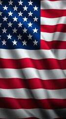 Fototapeta premium American Flag Waves in the Breeze United States Symbolic Imagery Patriotic Environment Close-up View National Pride Concept