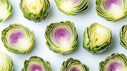 Obraz premium Artfully arranged artichokes showcase vibrant colors and unique