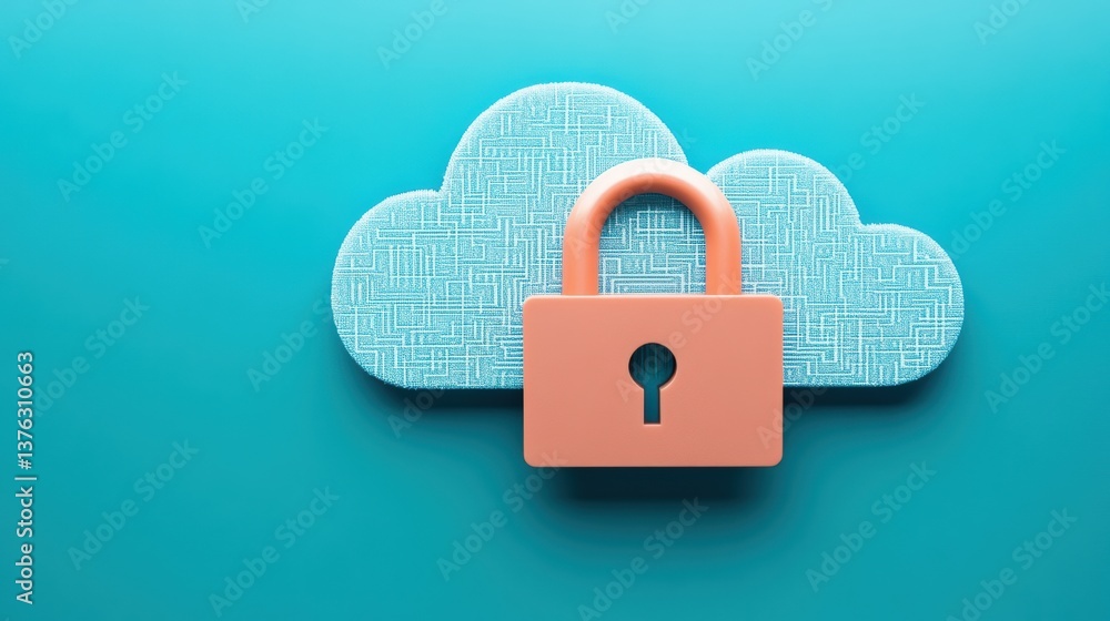 Poster a stylized image featuring a cloud and a padlock, symbolizing cloud security and data protection in 