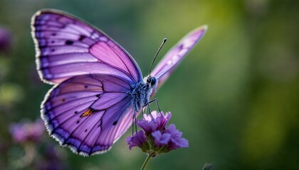 Fototapeta premium Butterfly Resting on Flower with Diffused Light Creating Ethereal Mood