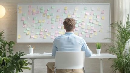 Conceptualizing innovative strategies: A man immersed in thought and planning process
