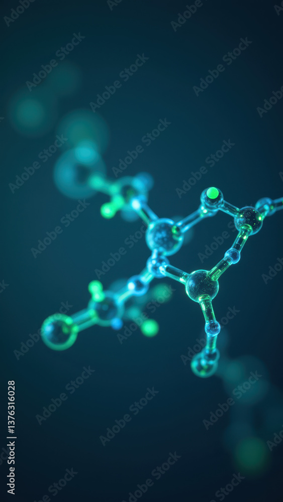 Aufkleber a 3d rendering of a glp-1 molecule with blue lighting highlighting its structure against a dark back