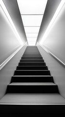 Obraz premium Ascending to the illuminated destination, A staircase leading upwards
