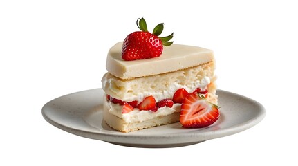 Strawberry Shortcake Slice on Plate...............