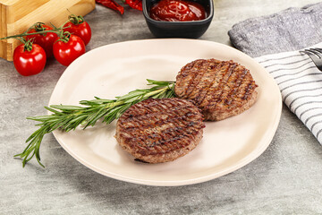 Grilled two beef burger cutlet