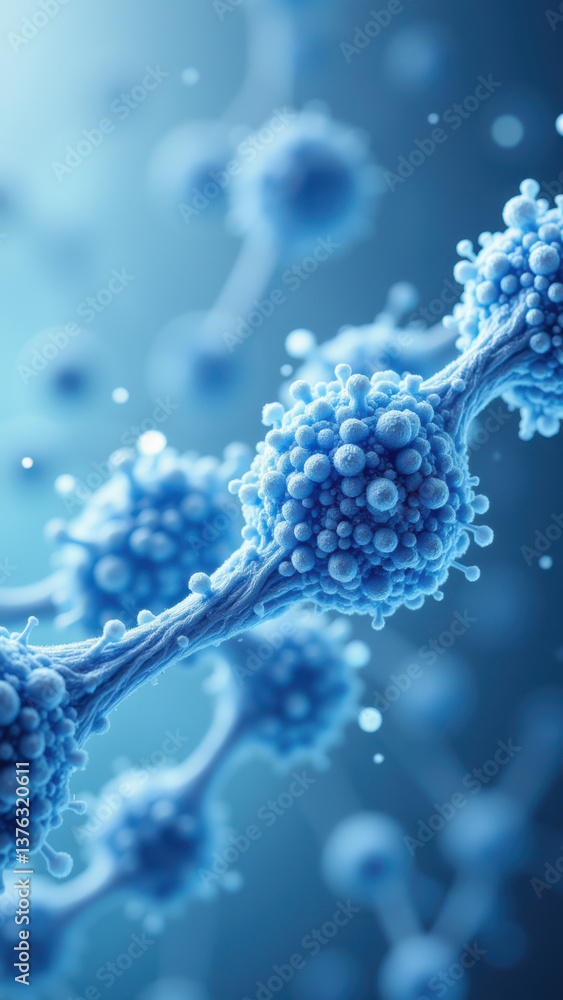 Poster high-resolution microscopic image of glp-1 molecules on a cell surface.