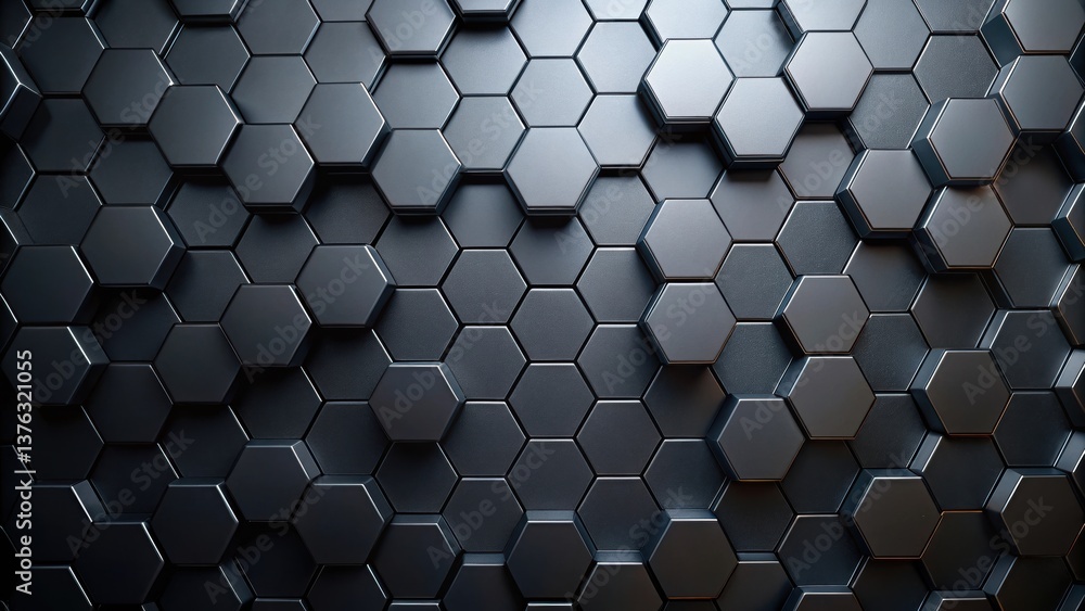 Poster Abstract Dark Hexagon Pattern Background Texture  A Seamless Design of Interlocking Geometric Shapes