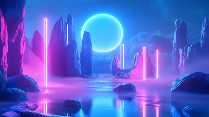 Obraz premium Abstract geometric forms with fluid lines and vibrant colors image