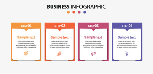Fototapeta premium Business vector infographic template with 4 options or steps. Can be used for workflow layout, diagram, annual report, web design