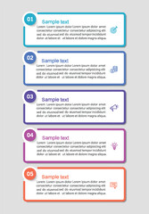 Fototapeta premium Business infographic template with 5 options or steps. Can be used for workflow layout, diagram, annual report, web design 