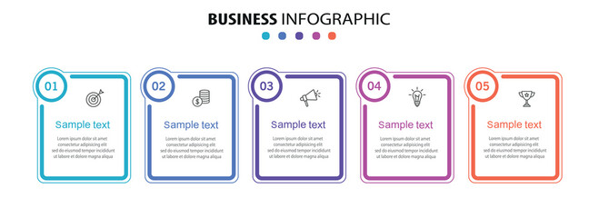 Obraz premium Business infographic template with 5 options or steps. Can be used for workflow layout, diagram, annual report, web design 