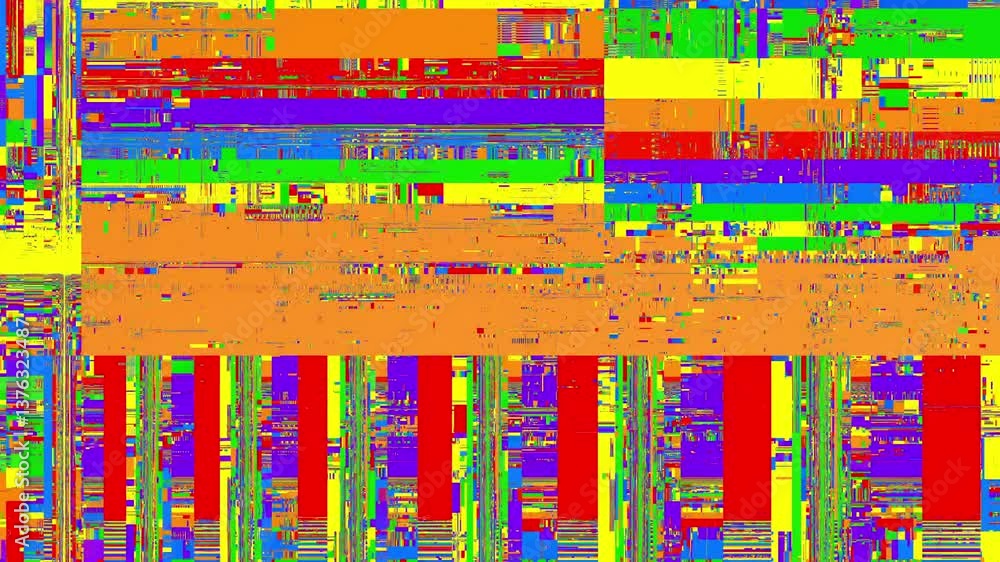 Aufkleber video screen damage glitch distortion background, abstract noise effect. 4k seamless looping, comput