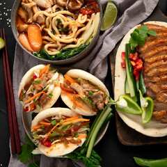 Assorted dishes of traditional Chinese cuisine.