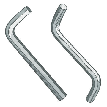 Hex key or allen wrench. Vector illustration of a wrench.