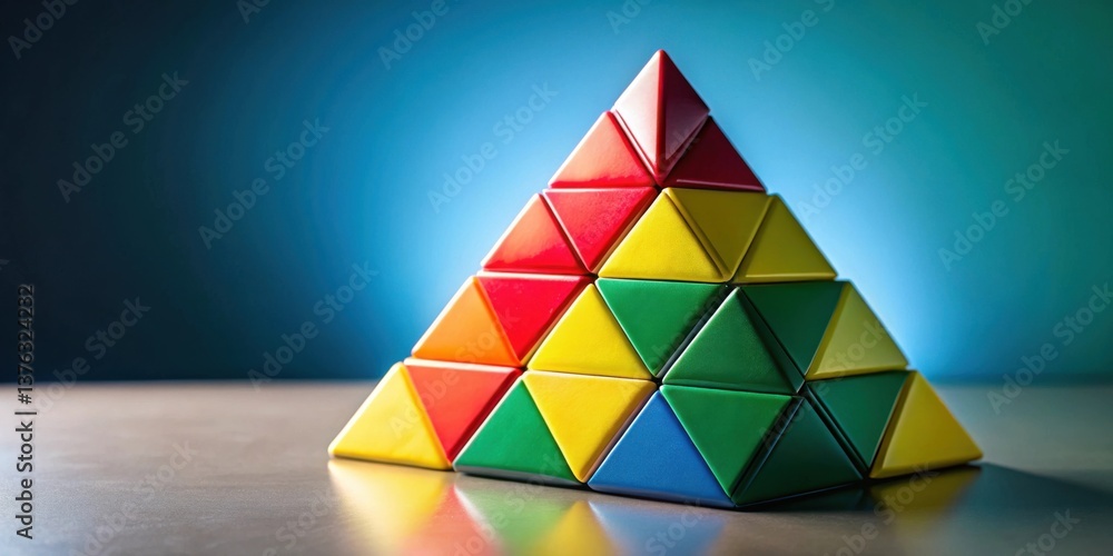 Leinwandbilder colorful triangular blocks forming a pyramid structure on a tabletop