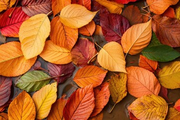 Autumn's Tapestry: A vibrant tapestry of fallen leaves showcases the stunning colors of autumn, inviting viewers to revel in the season's splendor. 