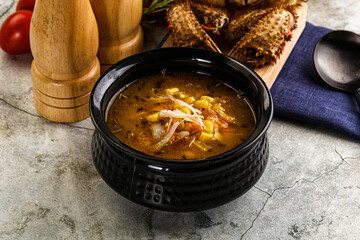 Hot Crab corn soup with vegetables