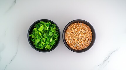 Balanced A nutritious lunch with a mix of leafy greens, protein, and healthy grains.