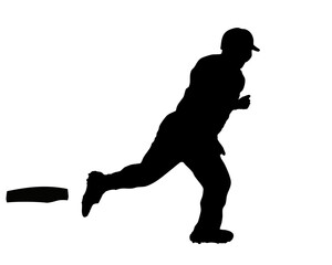 野球・ベースランニングのシルエット
