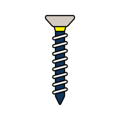 Screws Flat design style, threaded fasteners with pointed tips, commonly used in construction, assembly, and repair illustrations.