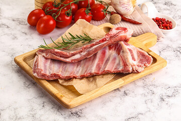Raw lamb ribs rack for cooking