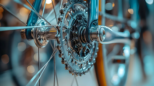 A close-up view of bicycle gears and pedals on a light background symbolizing cycling maintenance